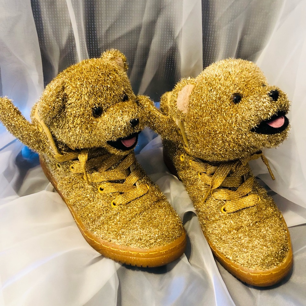Jeremy Scott x Adidas Gold Bear Tinsel Sneakers